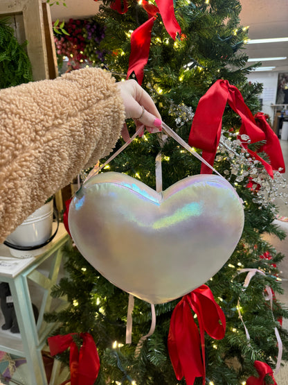 12 Inch Pink Metallic Large Heart Ornament