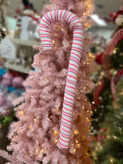 24 Inch Pink Blue And White Chenille Bight Christmas Candy Cane