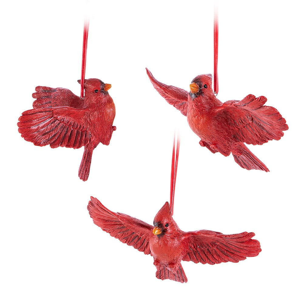 Resin Cardinal Ornaments Three Styles