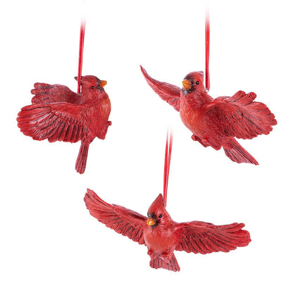 Resin Cardinal Ornaments Three Styles
