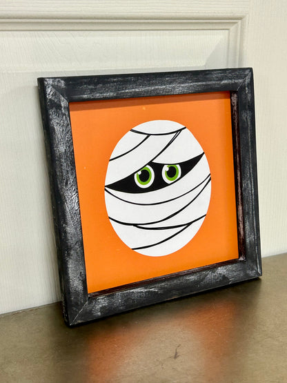 8 Inch Square Wood Halloween Sign Three Styles