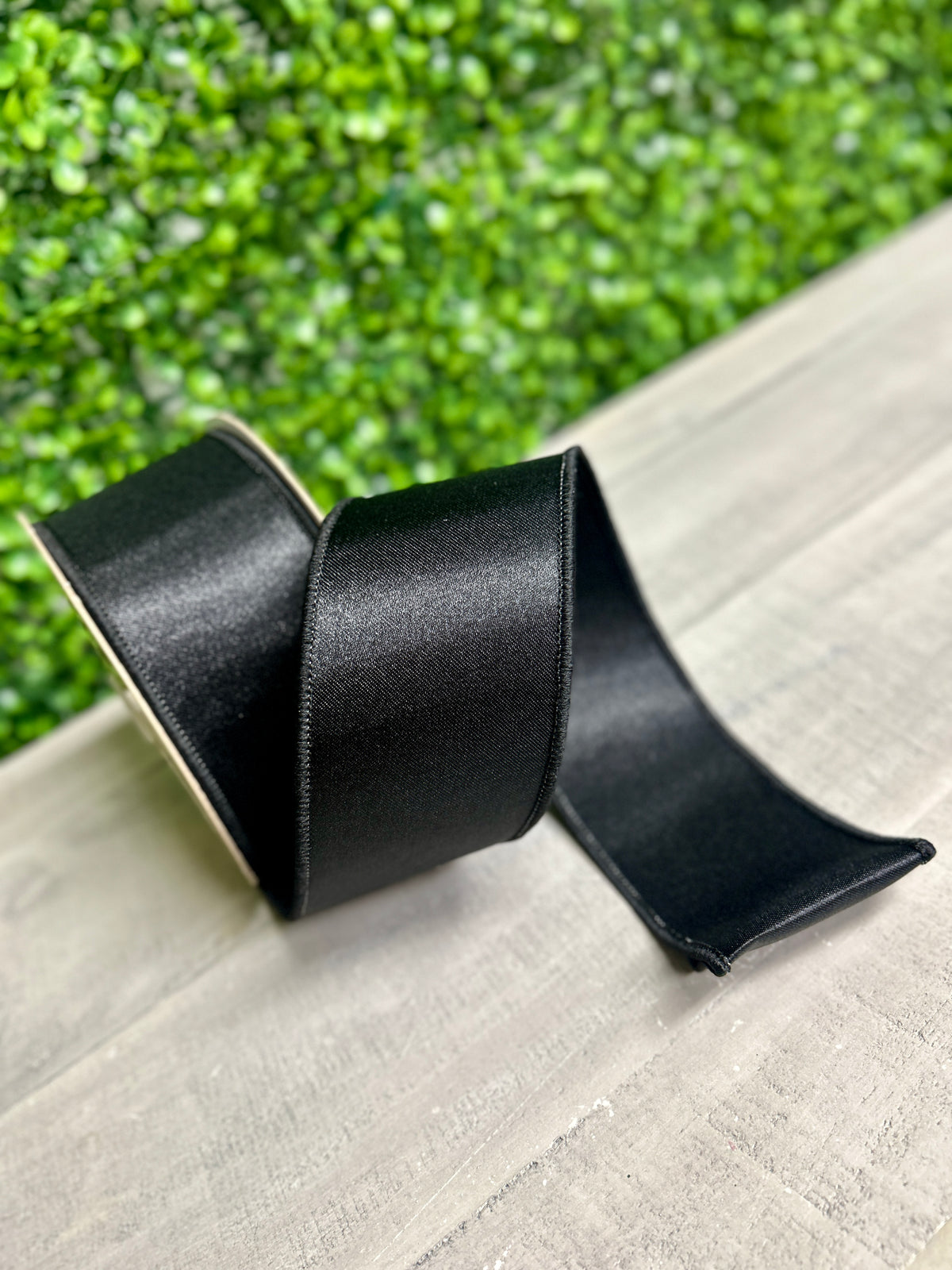 2.5 Inch By 10 Yard Black Satin Fused Ribbon