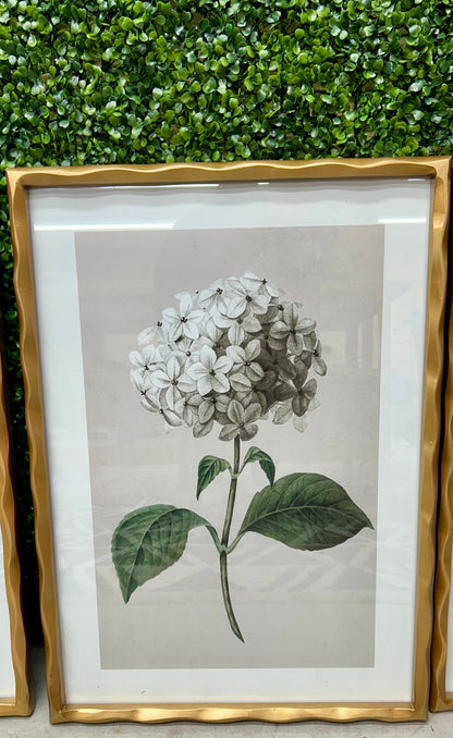 27.5 Inch Hydrangea In Gold Ornate Wood Frame Four Styles