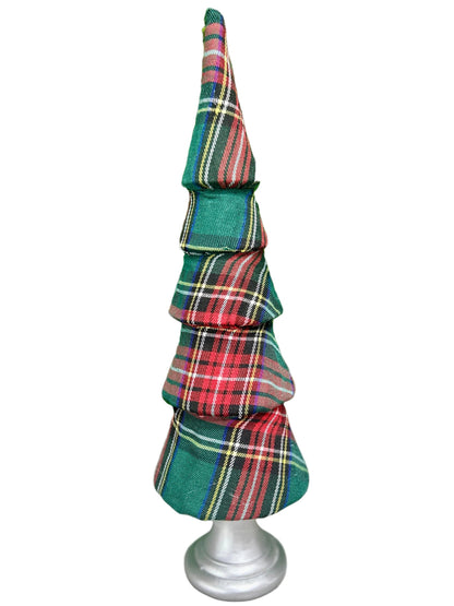 14.5 Inch Green And Red Plaid Tree Table Top Decor