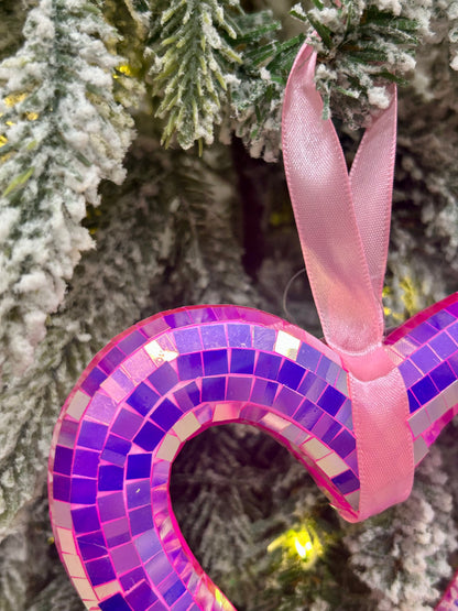 5.5 Inch Pink Mirror Heart Ornament