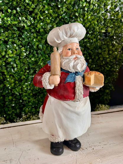 12 Inch Resin Holiday Chef Santa Figurine Two Styles
