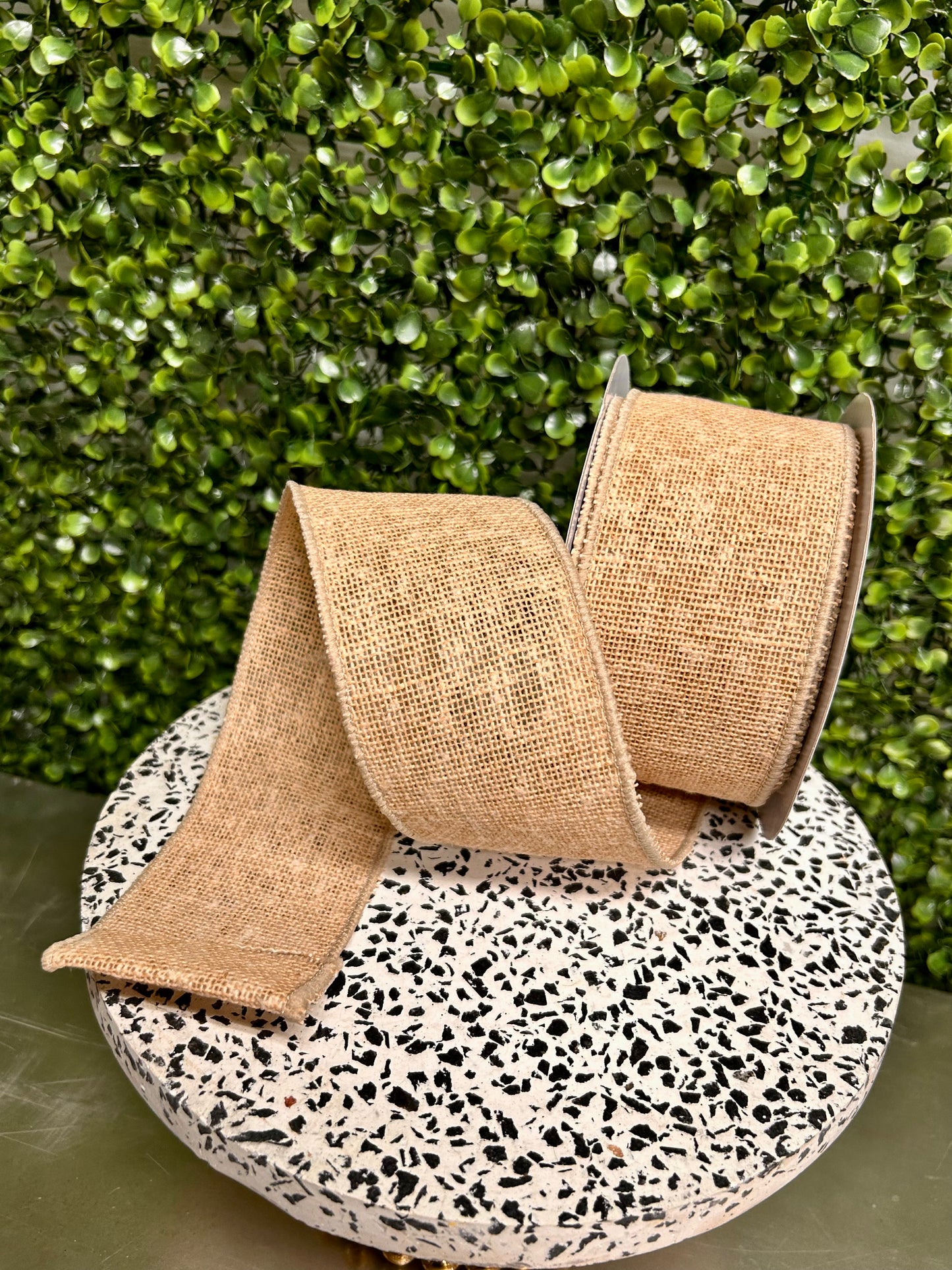 2.5 Inch By 10 Yard Beige Faux Burlap Ribbon