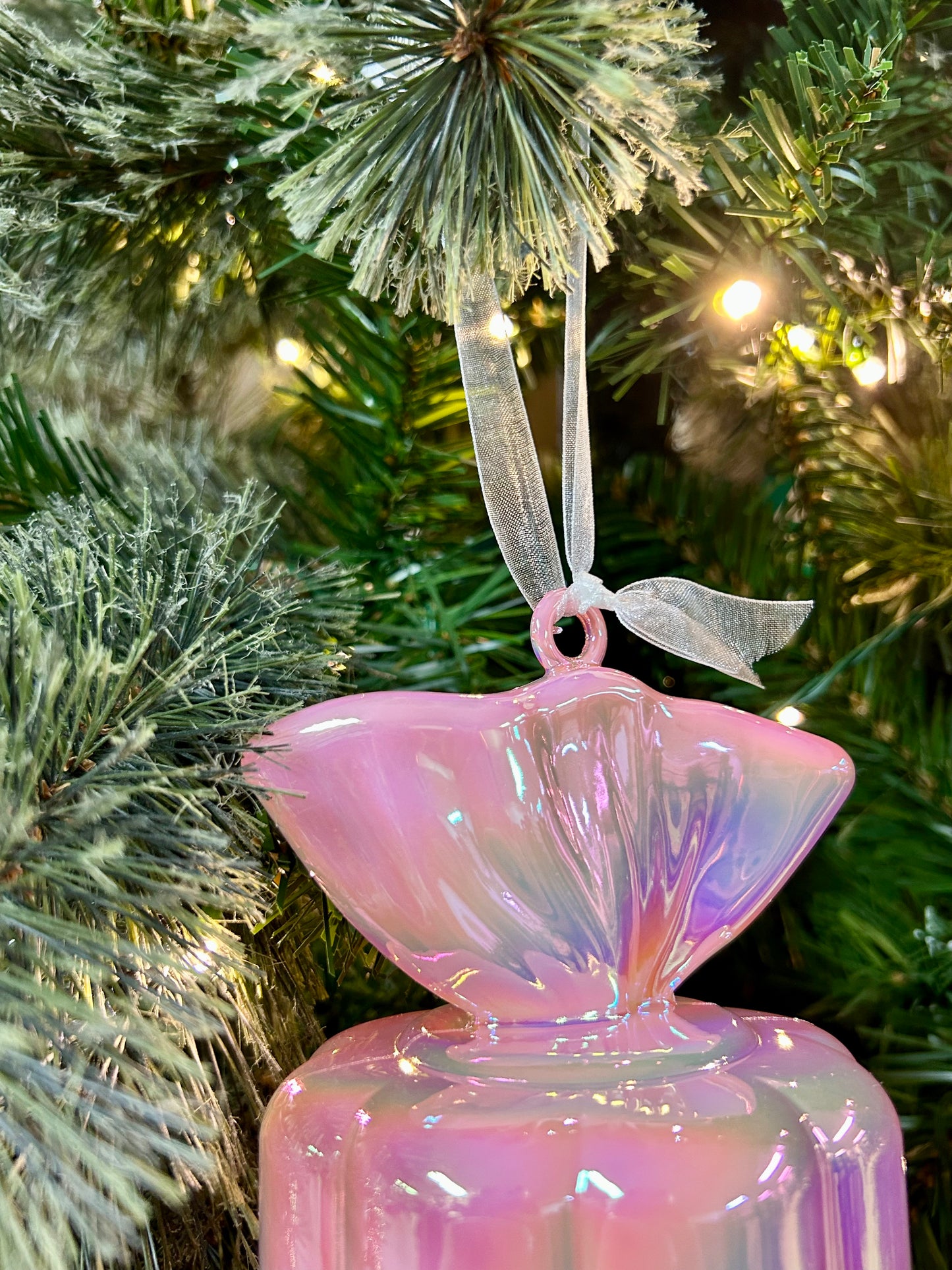 12 Inch Pink Iridescent Candy Ornament Two Styles