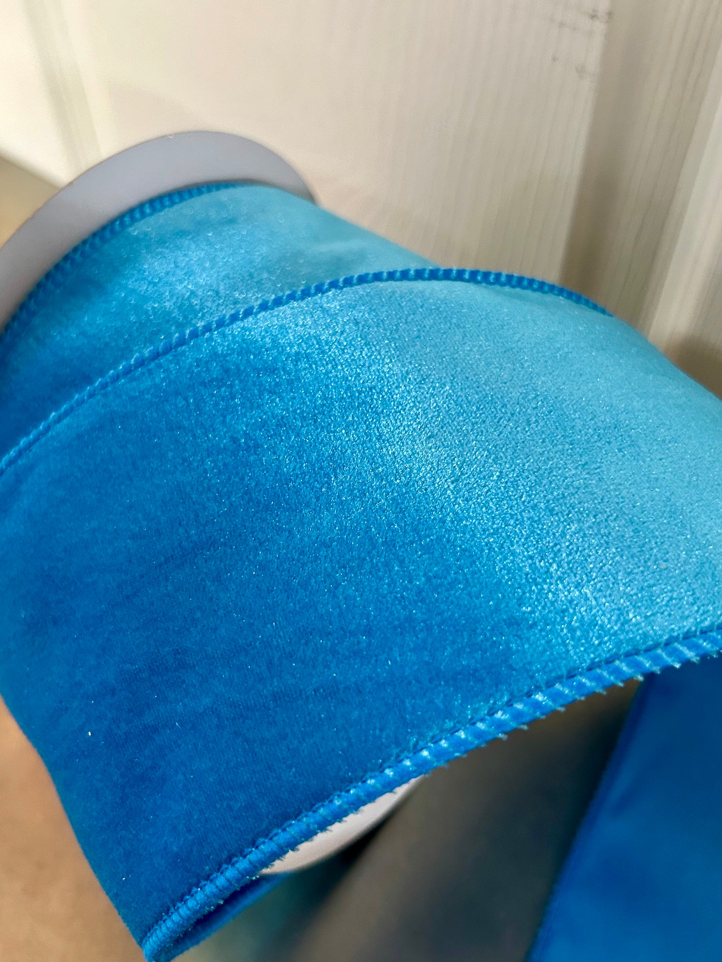 4 Inch By 10 Yard Turquoise Deluxe Velvet With Satin Backing Ribbon