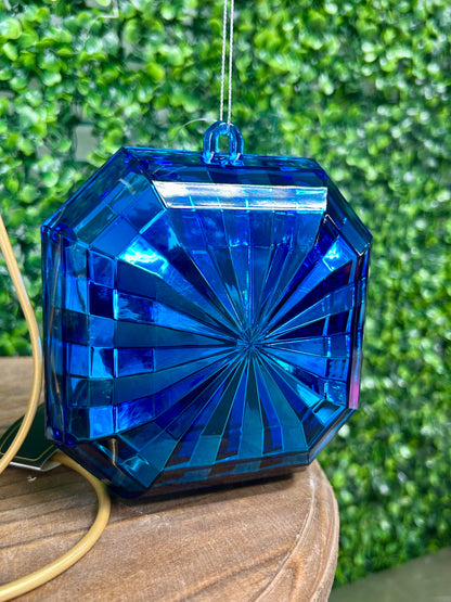 5 Inch Dark Blue Acrylic Square Diamond Ornament