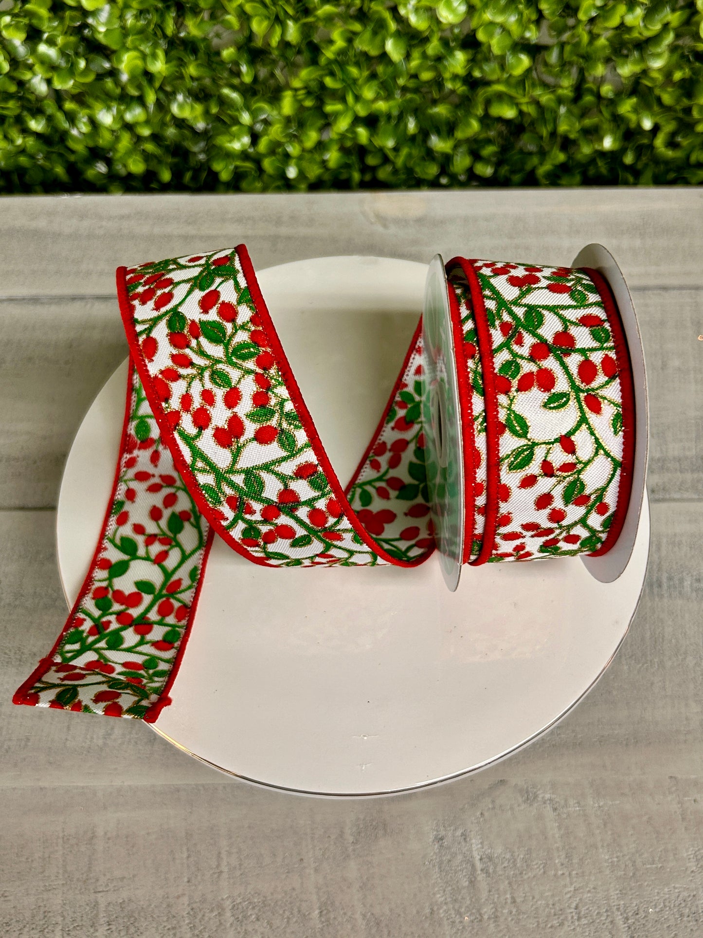 1.5 Inch By 10 Yard Mini Berries On Vines Satin Ribbon