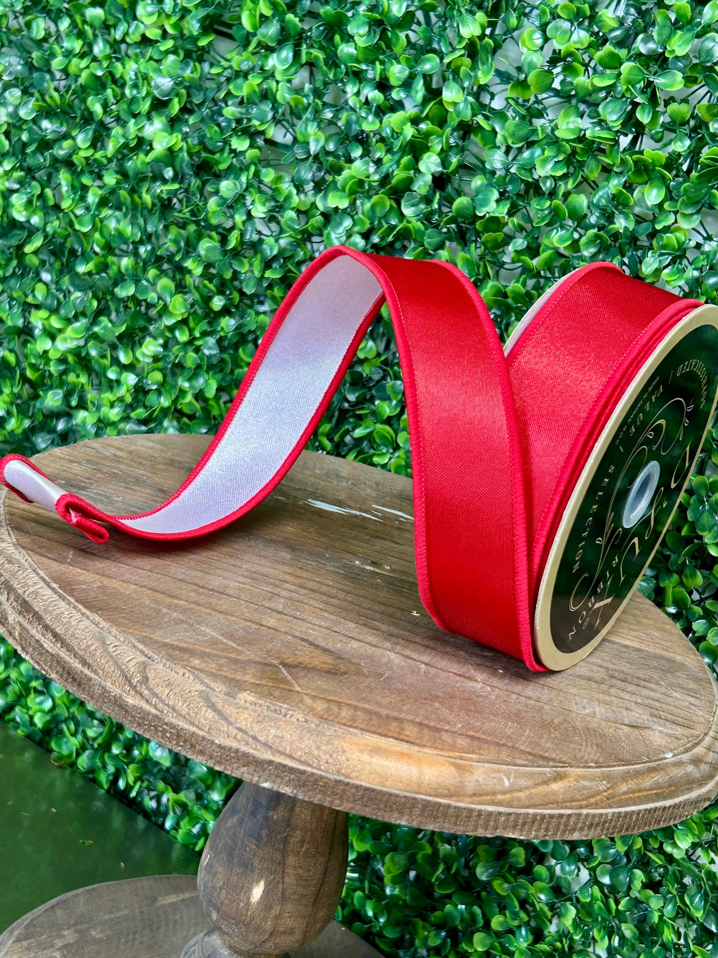 1.5 Inch By 10 Yard Red With White Backing Satin Fused Ribbon