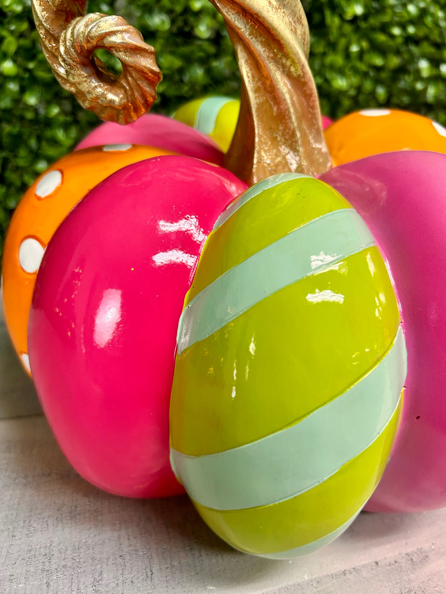 10 Inch Multicolor Stripe Resin Pumpkin
