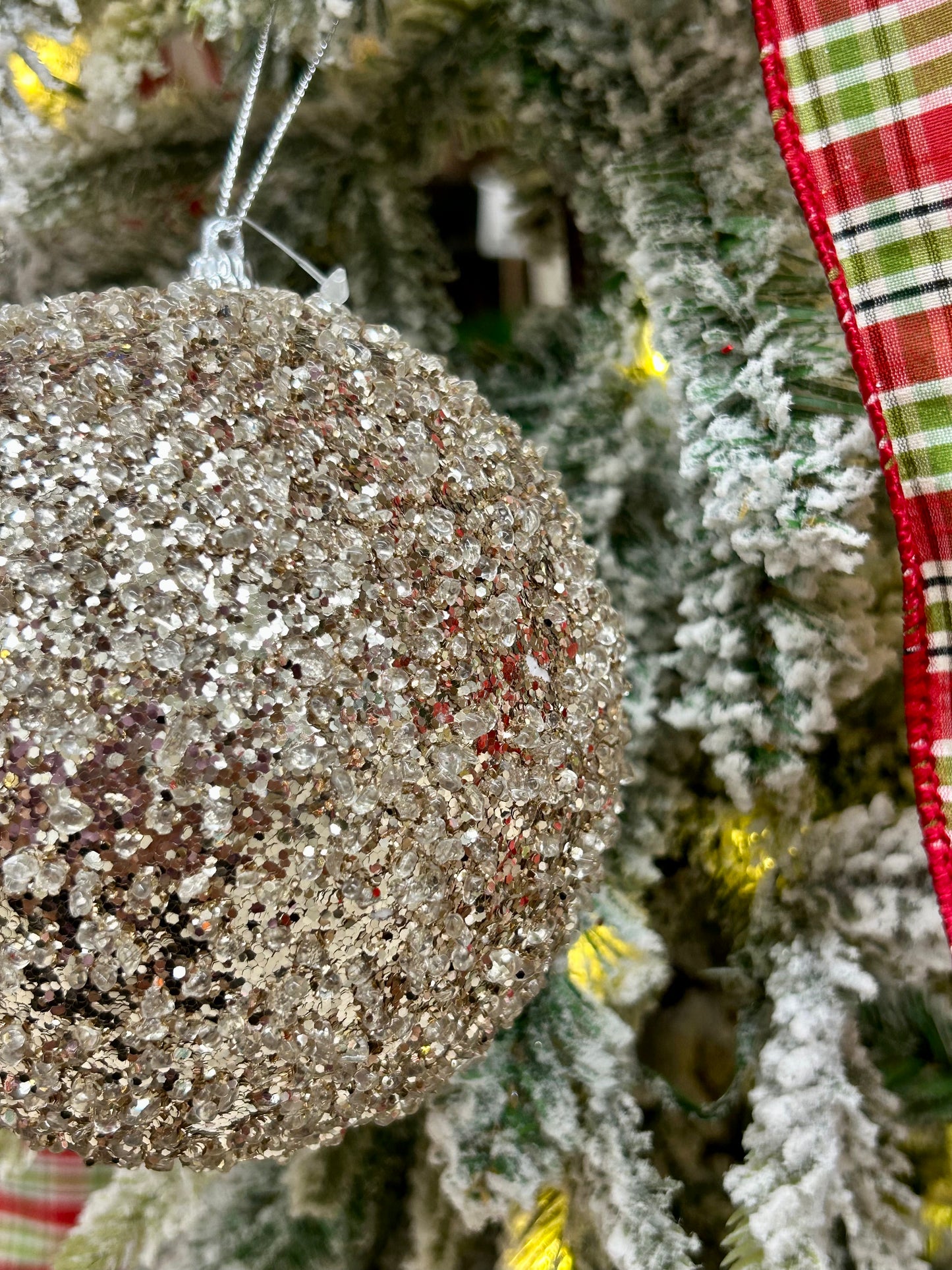 5 Inch Champagne Bead And Sequin Ball Ornament