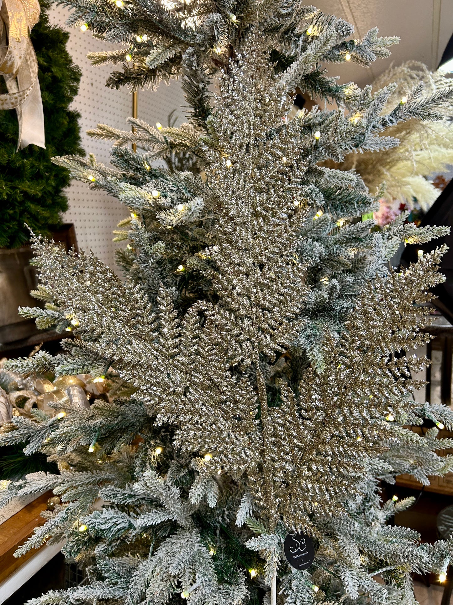 32 Inch Champagne Shimmery Glitter Fern Spray