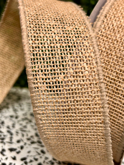 1.5 Inch By 10 Yard Beige Faux Burlap Ribbon