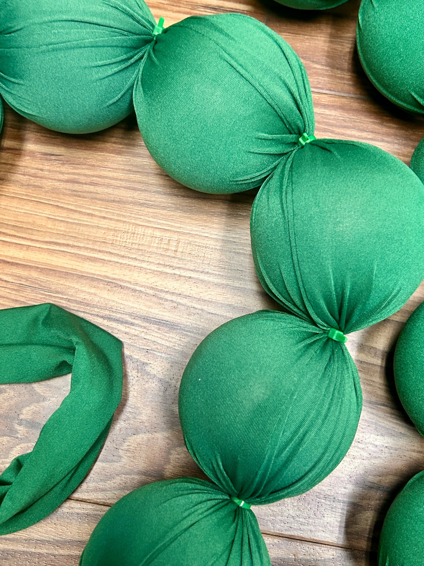 10 Foot Green Christmas Fabric Ball Garland