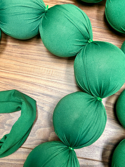 10 Foot Green Christmas Fabric Ball Garland