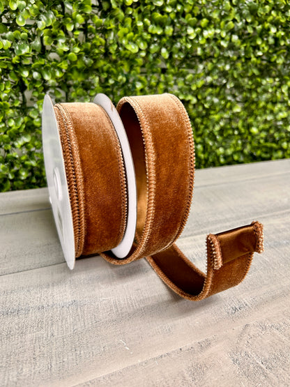 1.5 Inch By 10 Yard Chocolate Deluxe Velvet With Satin Backing Ribbon
