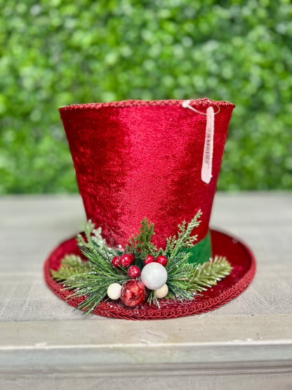 6.25 Inch Holly And Pine Top Hat