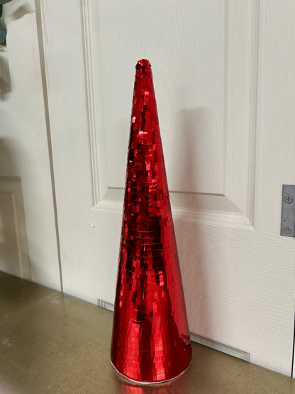 16 Inch Red Mirror Cone Tree