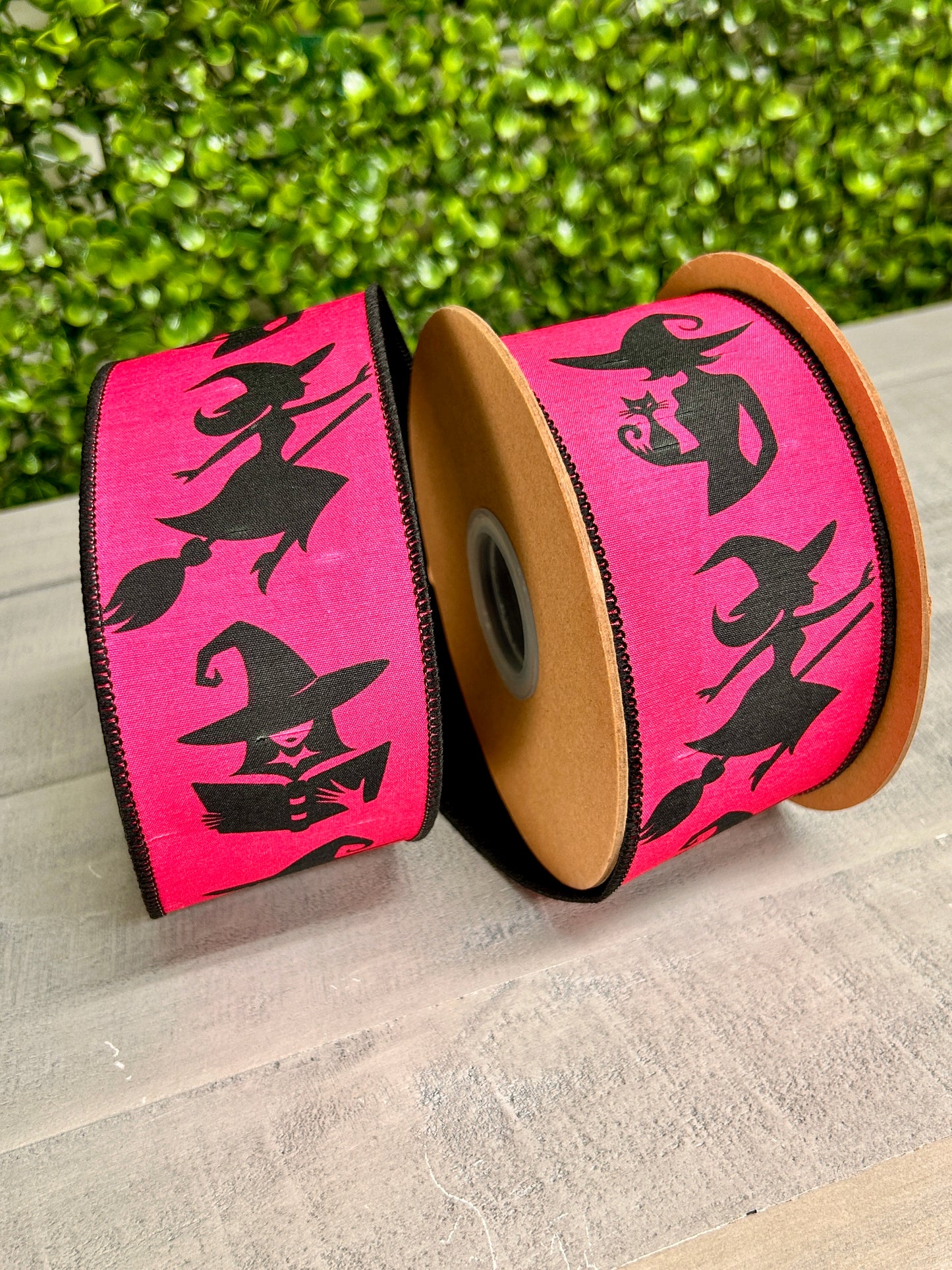 2.5 Inch By 10 Yard Pink And Black Witches With Black Backing Ribbon