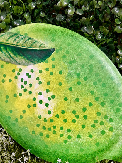 12 Inch Embossed Watercolor Lime Metal Sign