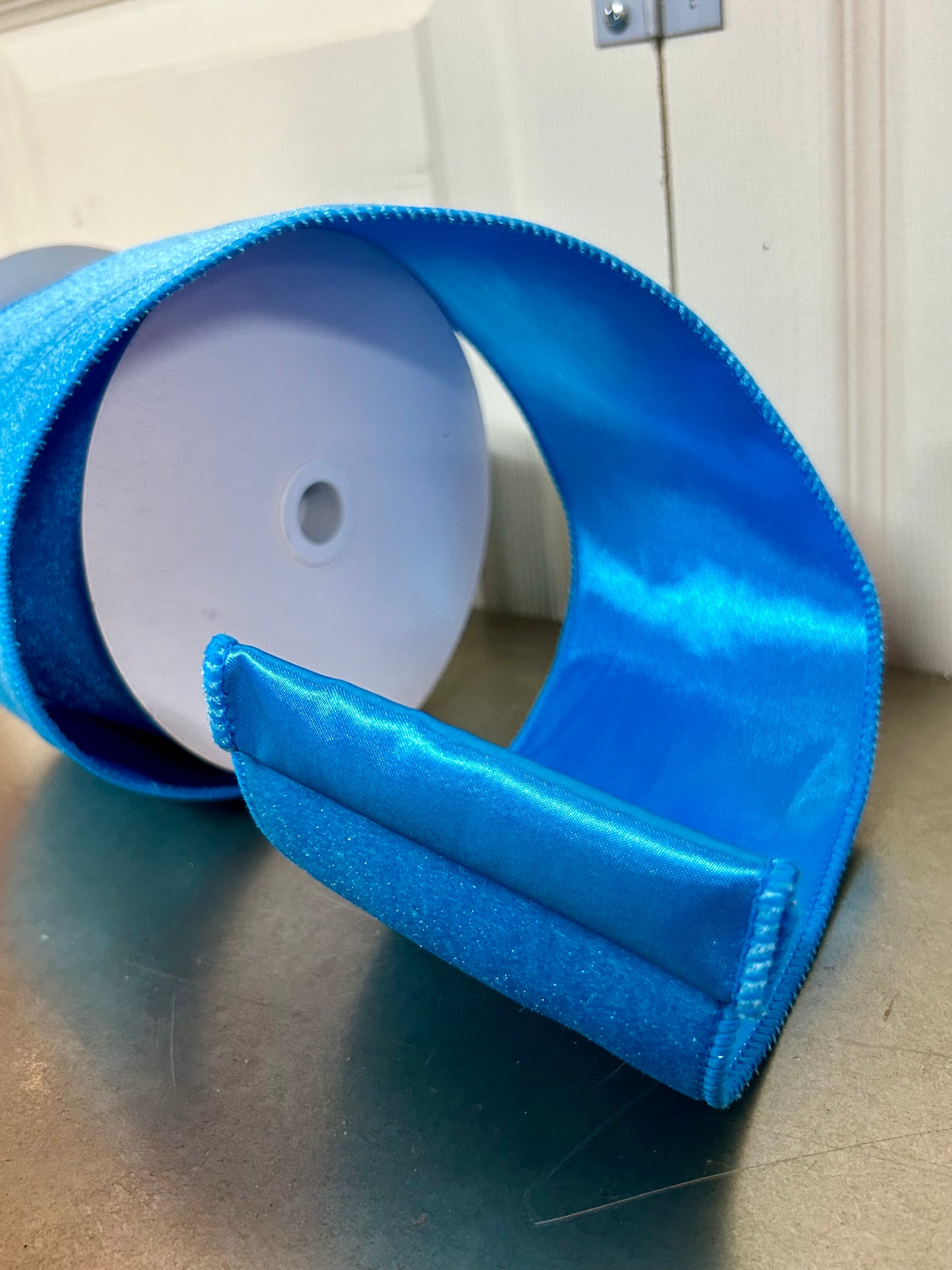 4 Inch By 10 Yard Turquoise Deluxe Velvet With Satin Backing Ribbon