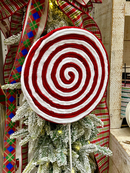 30 Inch Red And White Yarn Swirl Peppermint Lollipop