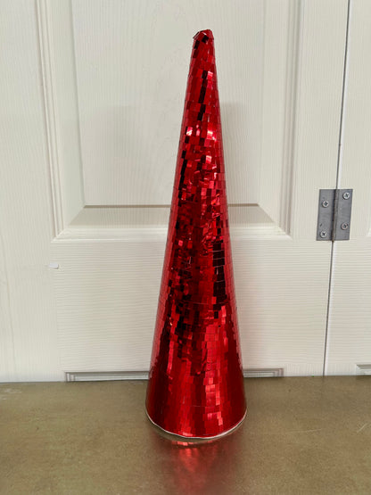 16 Inch Red Mirror Cone Tree