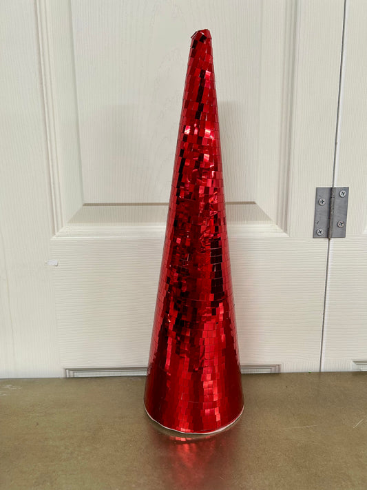 16 Inch Red Mirror Cone Tree