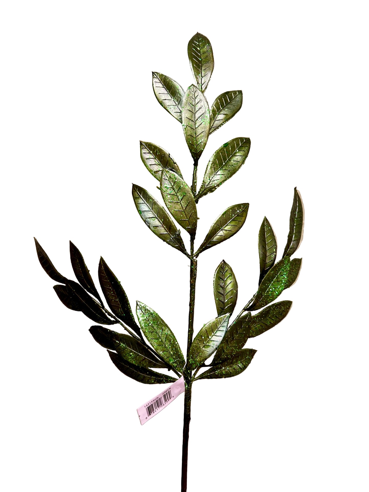 26 Inch Green Metallic Bay Leaf Spray