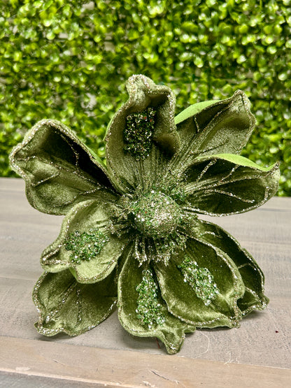 17 Inch Sage Green Velvet Magnolia Stem