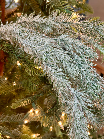 46 Inch White And Green Snow Pine Spray