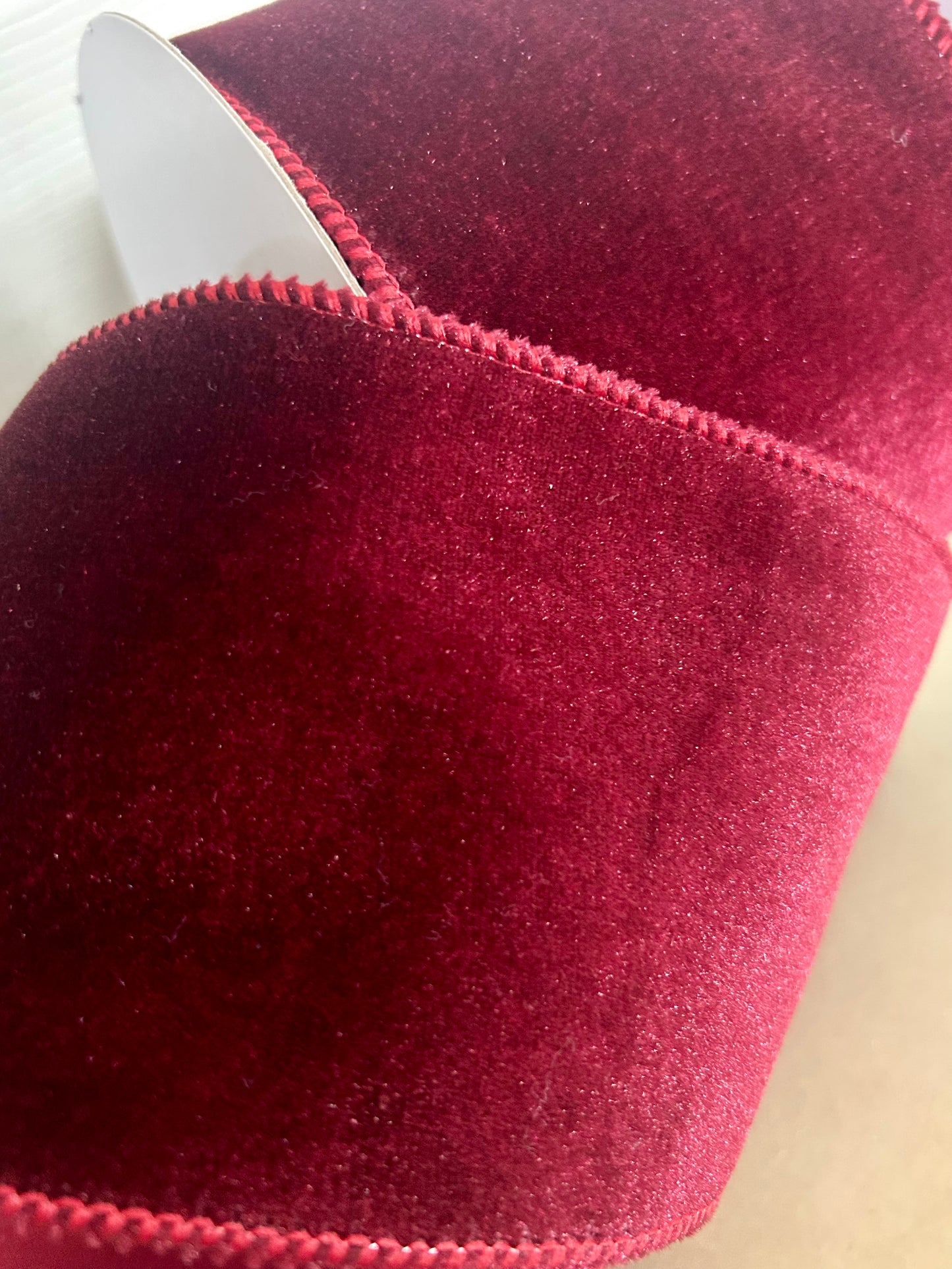 4 Inch By 10 Yard Burgundy Deluxe Velvet With Satin Backing Ribbon