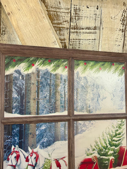 19 Inch Metal  Horses With Sleigh Window Sign