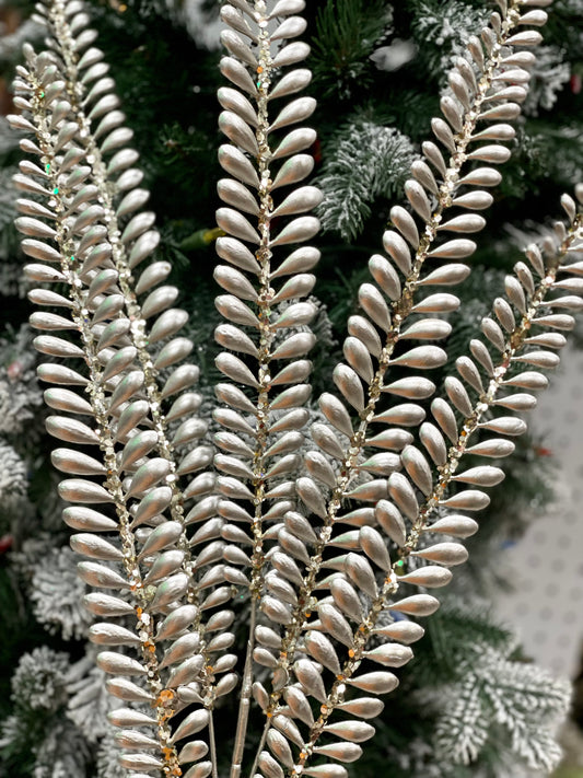 Platinum Metallic Glitz Wild Fern Spray