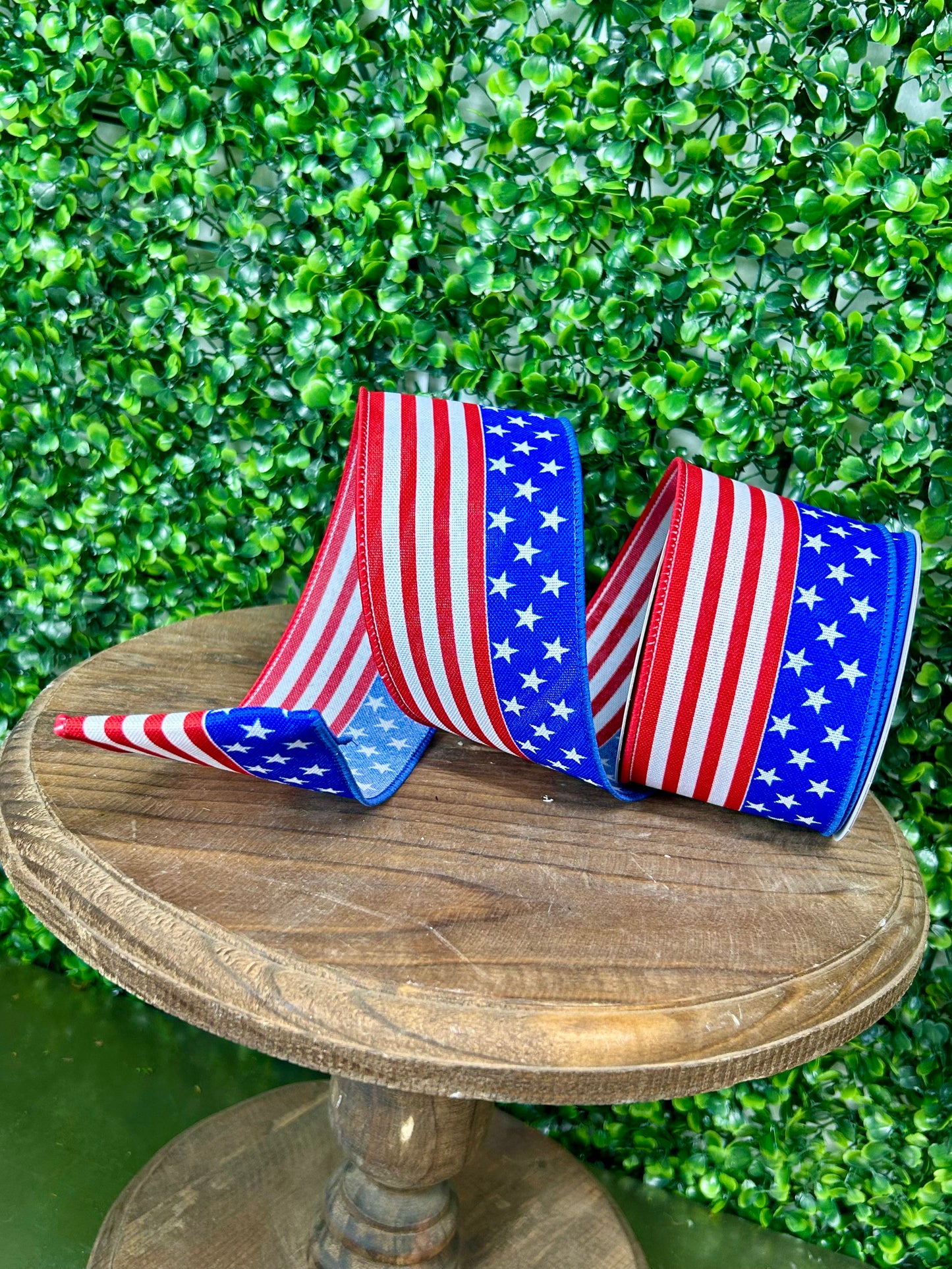 2.5 Inch By 10 Yard Red White And Blue Stars And Stripes Ribbon