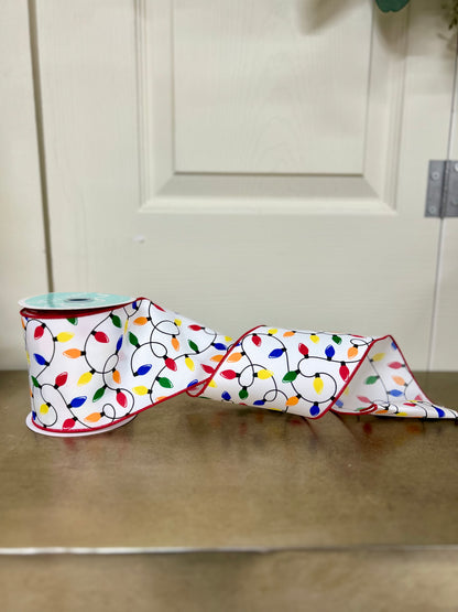 4 Inch By 10 Yard Christmas Lights Ribbon