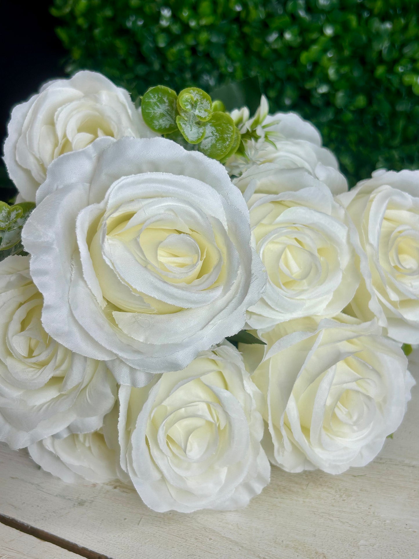 21.5 Inch White Rose Bush