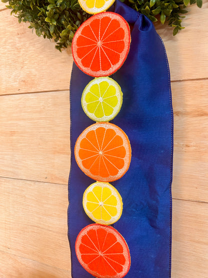 D. Stevens 3.5 Inch By 5 Yard Lemon Lime And Orange Felt Embroidered Fruit Garland