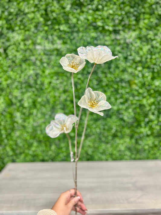 34 Inch White Iridescent Helleborus Spray