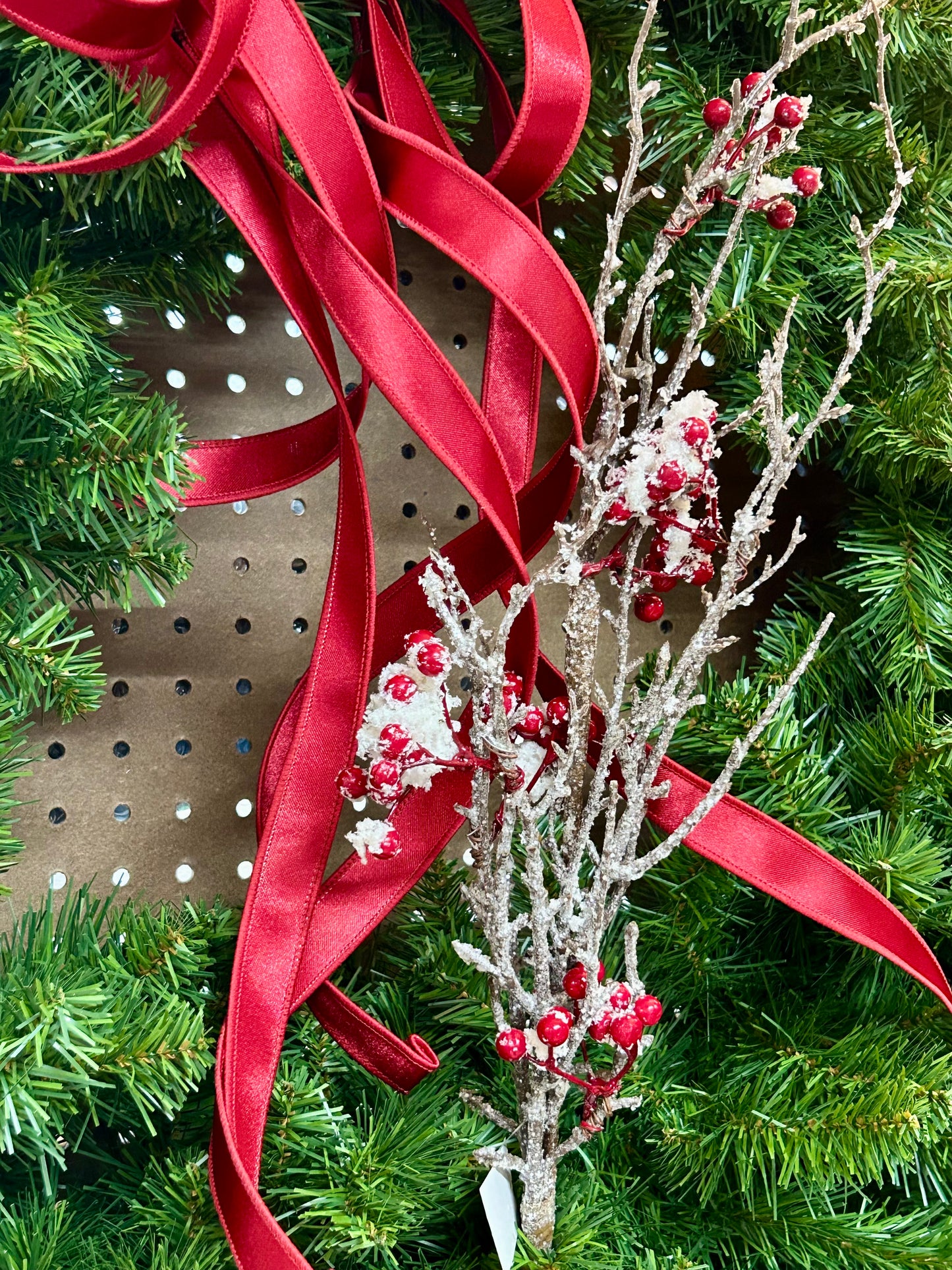 33 Inch Snow Covered Red Berry Spray