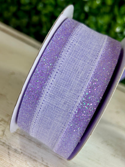 1.5 Inch By 10 Yard Light Lavender Iridescent Royal Burlap Glitter Ribbon