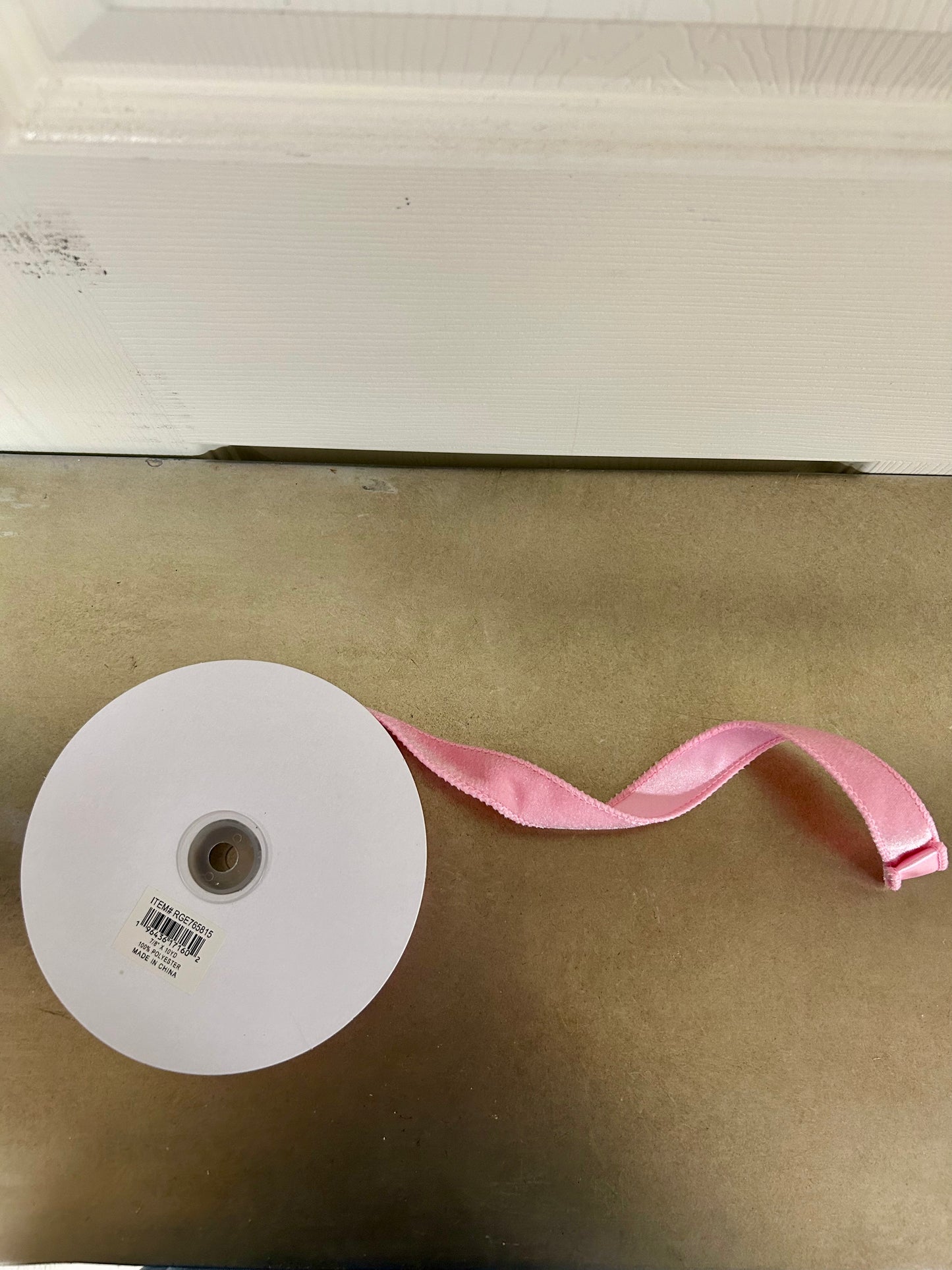 7/8 Inch By 10 Yard Light Pink Deluxe Velvet With Satin Backing Ribbon