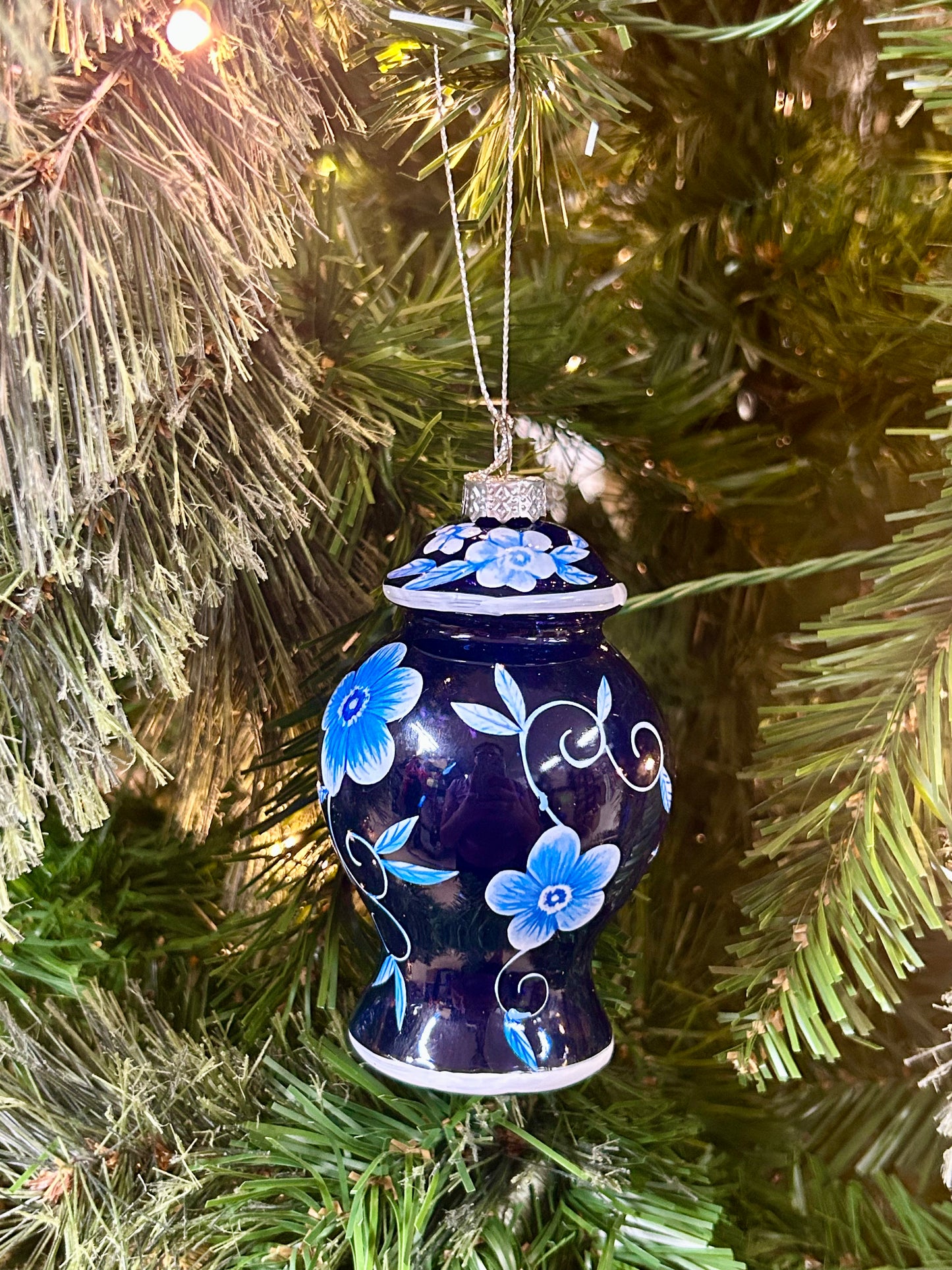 4.5 Inch Glass Floral Urn Ornament Two Styles