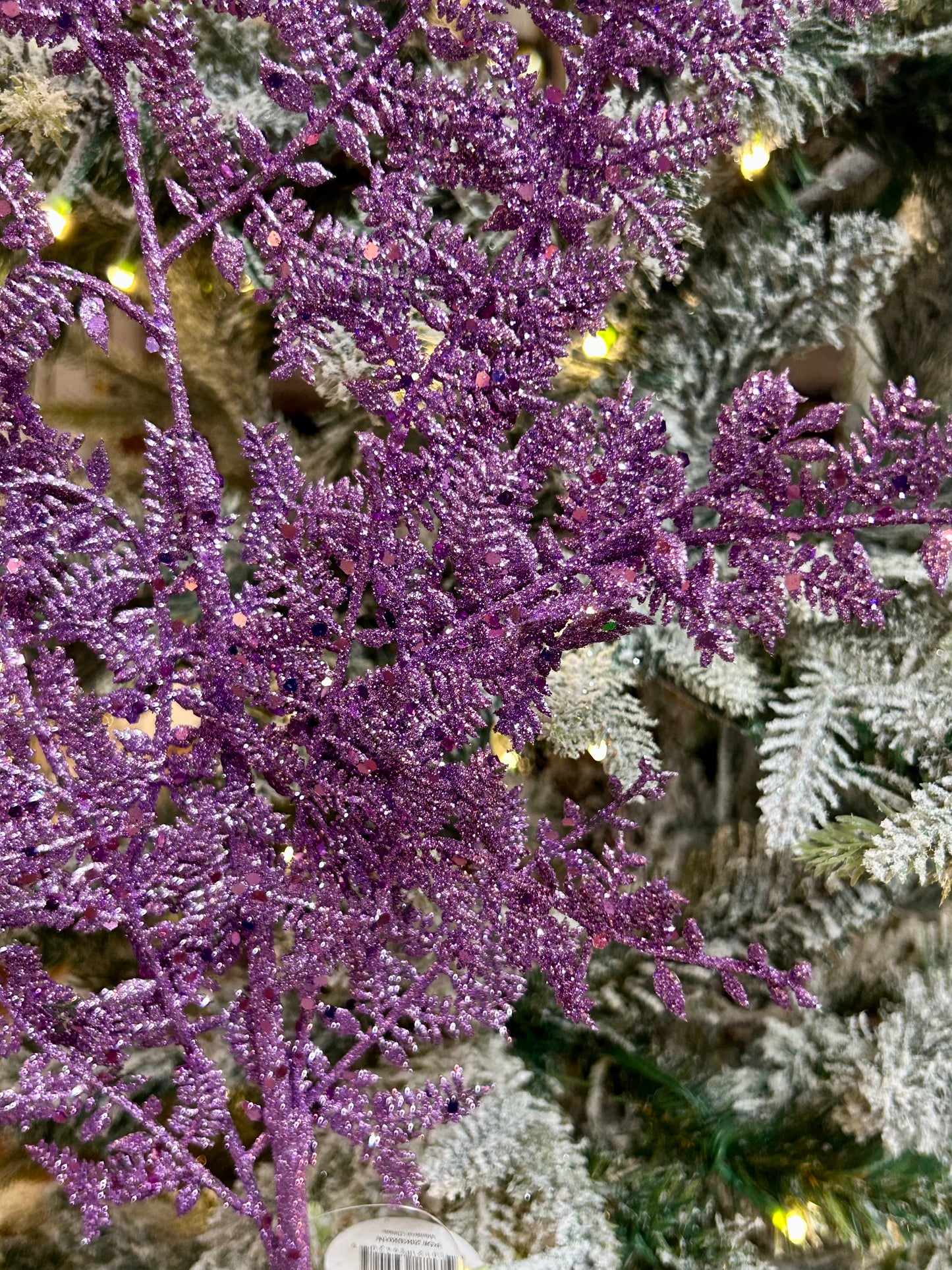 29 Inch Purple Glittered Fern Spray