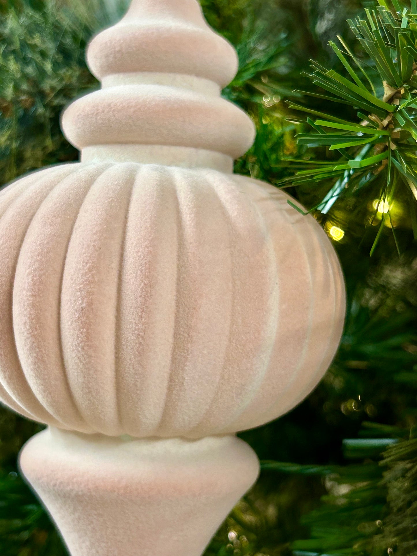 10 Inch Peach Pink Plastic Flocked Finial Ornament