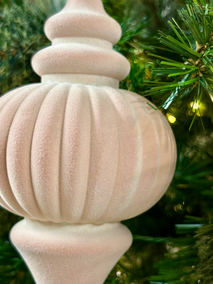10 Inch Peach Pink Plastic Flocked Finial Ornament
