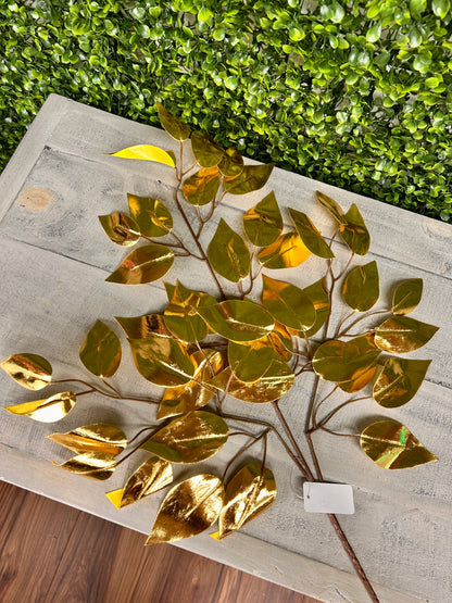 23 Inch Gold Metallic Ficus Spray
